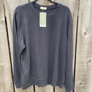 Men's Alternative Black Solid NWT Sweatshirt L Crew Cotton Stretch Casual Tencel